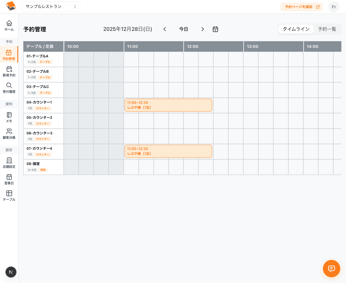 タイムライン表示